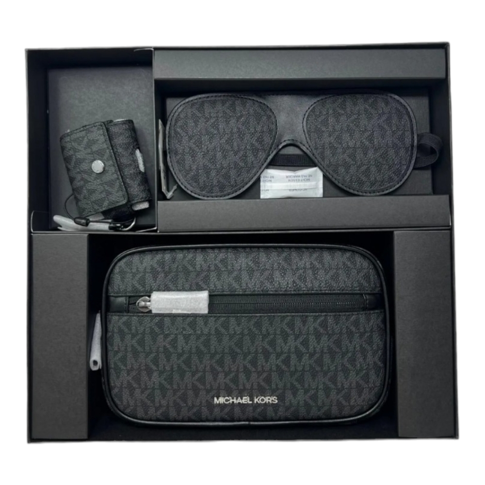 Michael Kors Flight Travel Boxed Kit Gift Set Black Signature MICHAEL KORS MENS